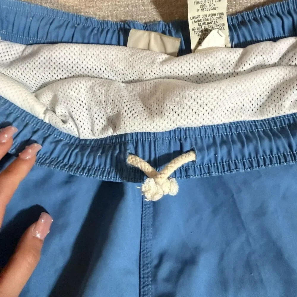 Bungalow Brand Shorts Mens Small Blue Floral Hawaiian Swim Trunks Mesh Lined